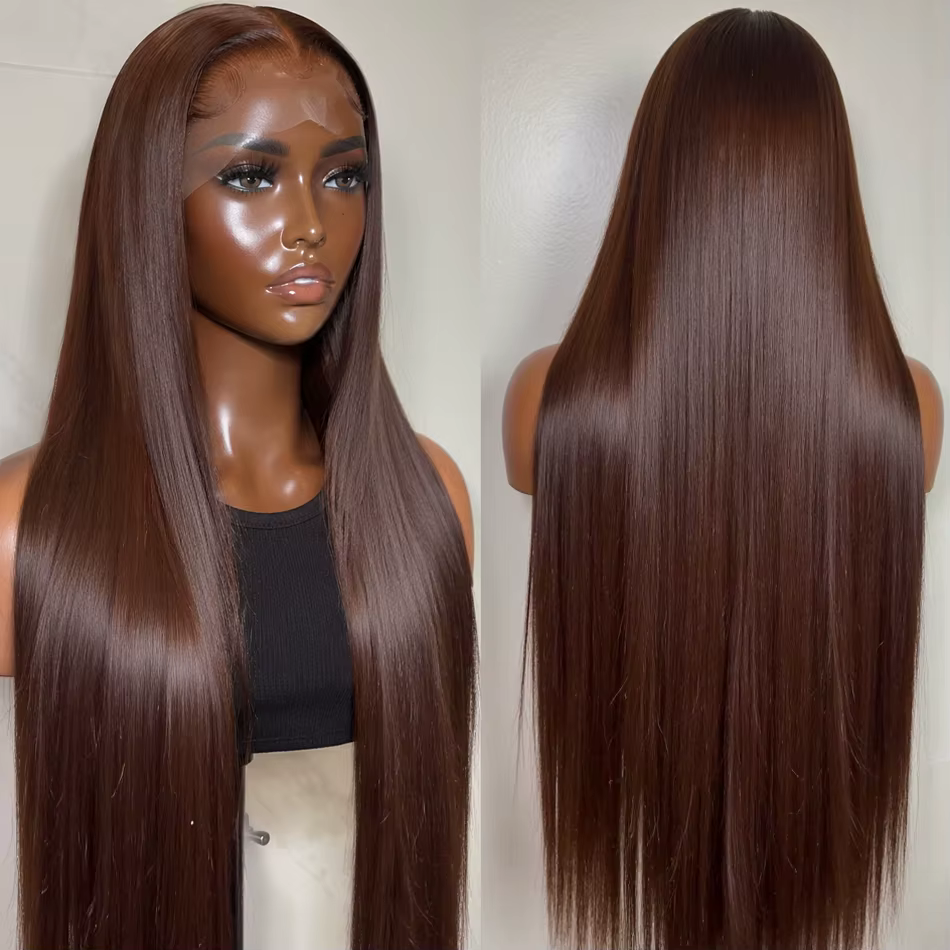 Perruque Lace Front HD Brun Chocolat 13x4 Lisse