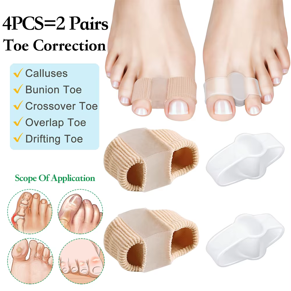 Séparateur d'orteils, correcteur d'oignon Hallux Valgus, orthèses, ajusteur de pouce, pédicure, lisseur de pieds, 2 paires
