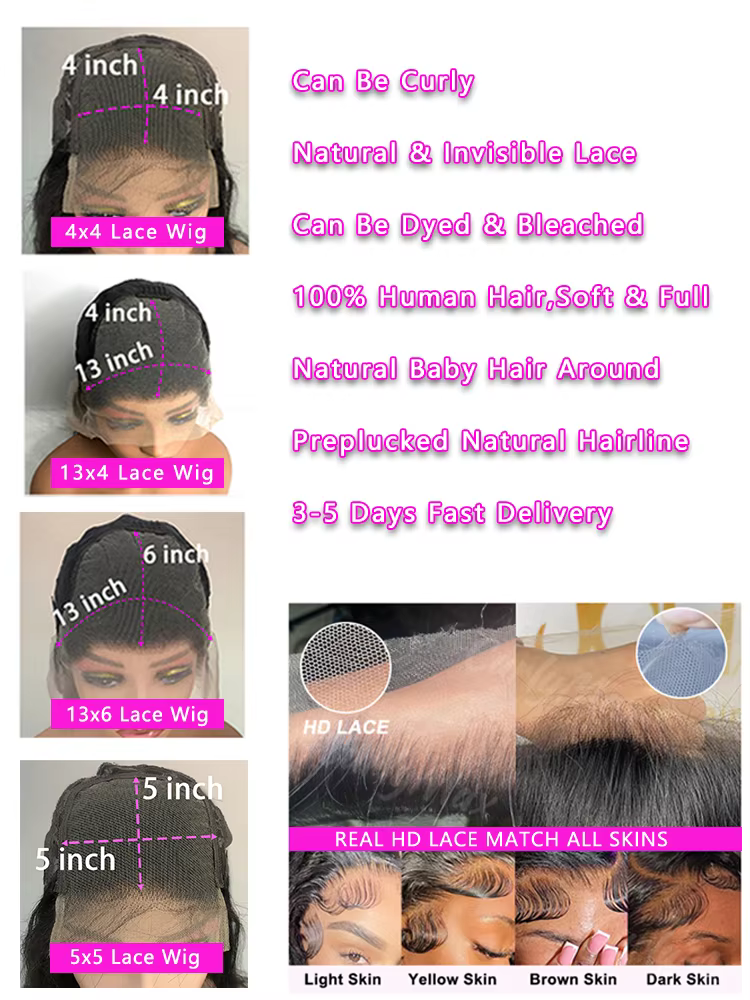 Perruque Lace Front Wig Body Wave naturelle