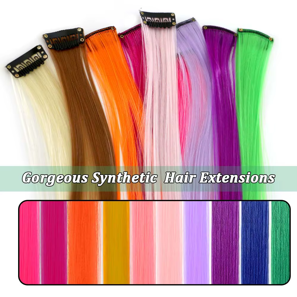 Extensions capillaires synthétiques colorées à clipser