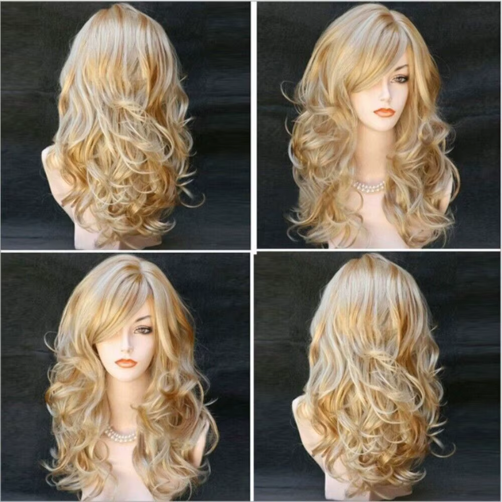 Perruques synthétiques longues bouclées blondes pour femmes