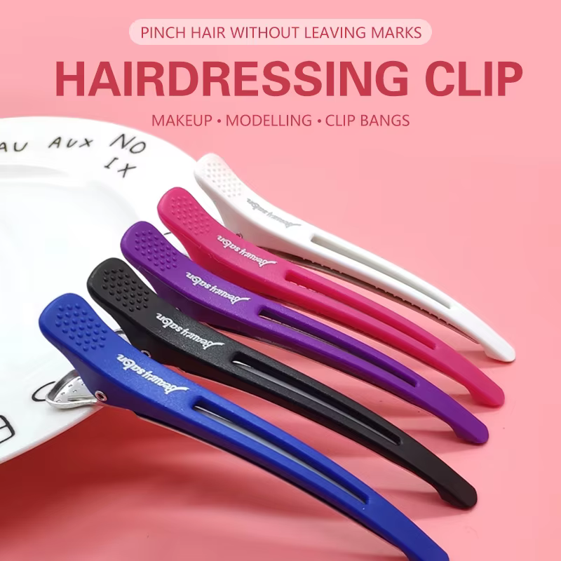 Lot de 6 pinces à cheveux en plastique en forme de bec de canard pour la séparation des mèches