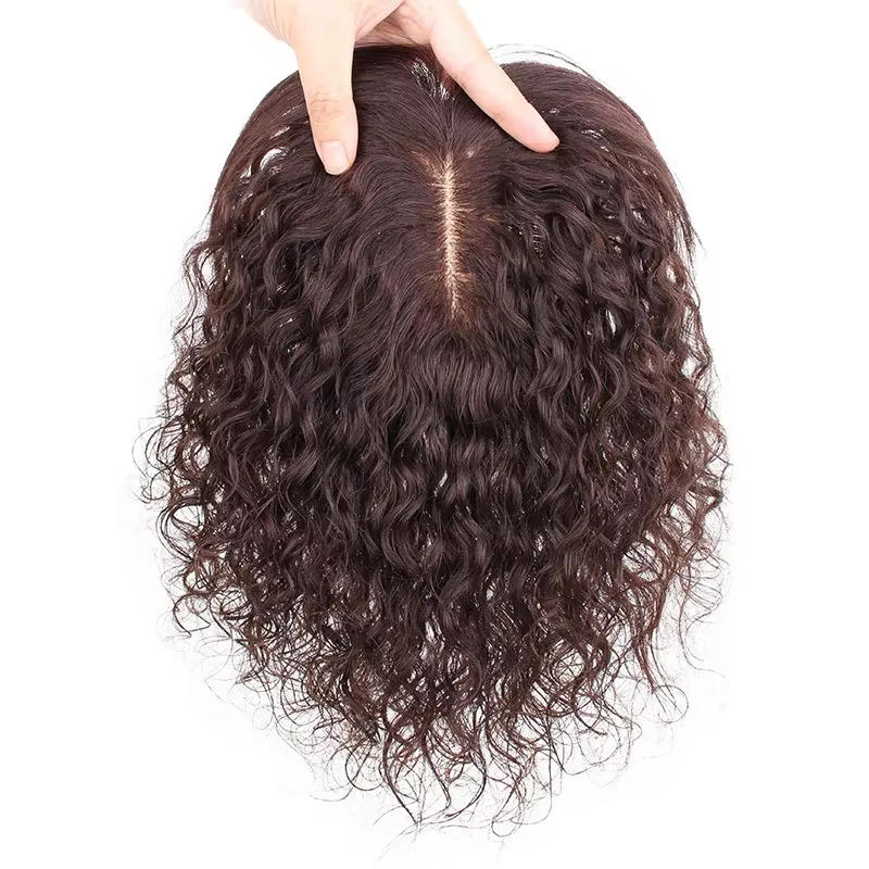 Postiche bouclée de cheveux humains 13x13cm
