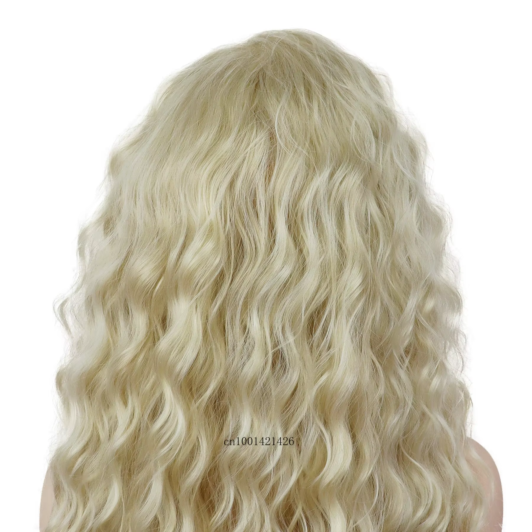 Perruque synthétique bouclée longue jaune Blonde réaliste