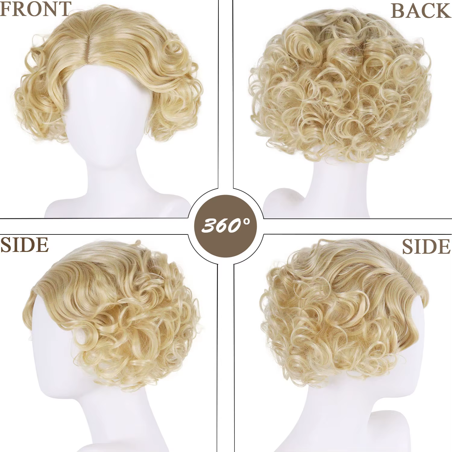 Perruque synthétique courte blonde classique pour femme