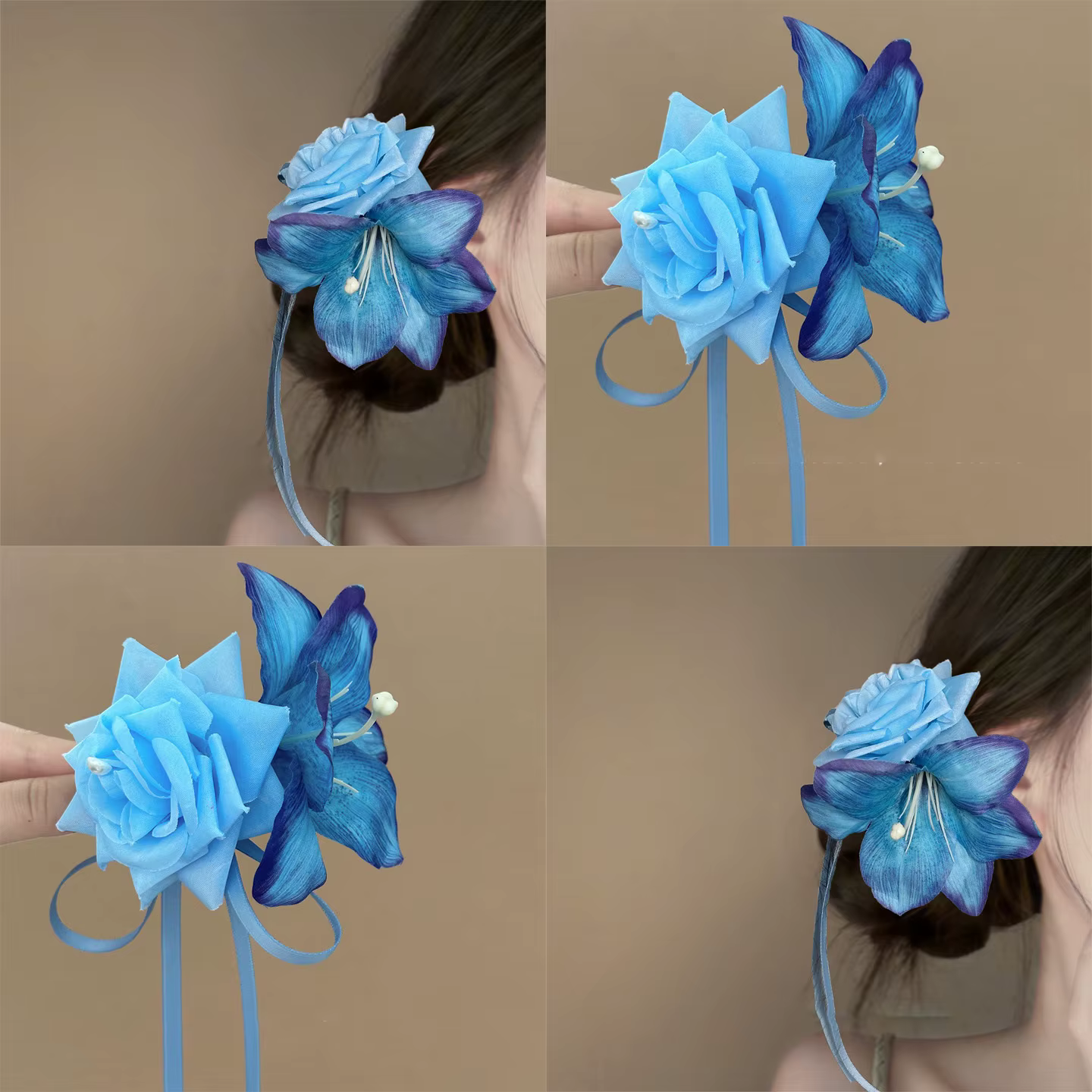 Super mignon pince à cheveux en forme de fleur de lys artificielle