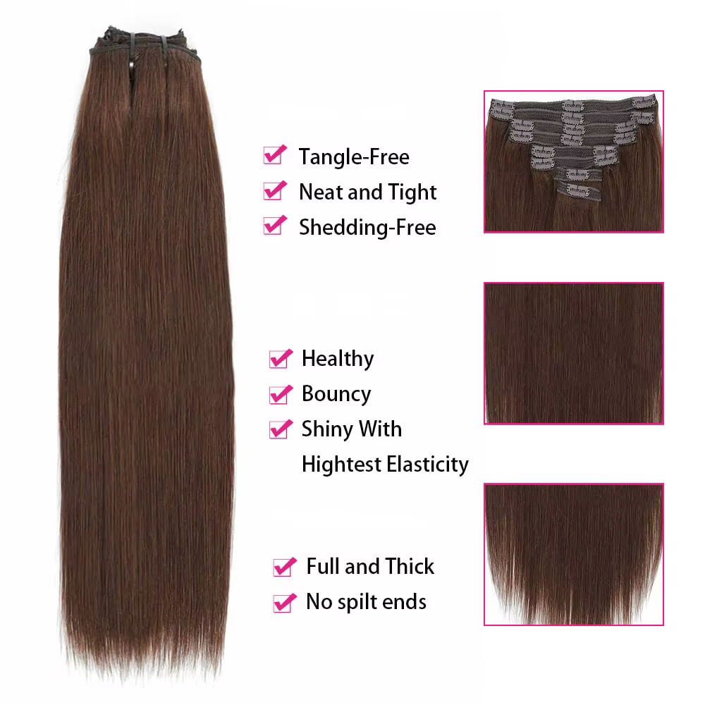 Extensions à clips brun chocolat