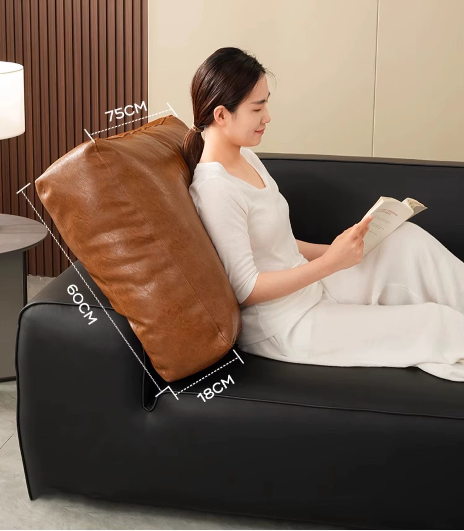 Luxuriou – housse de coussin en Faux cuir pour dossier de canapé, rectangulaire, dossier souple, taie d'oreiller lombaire, imperméable, décoration de maison