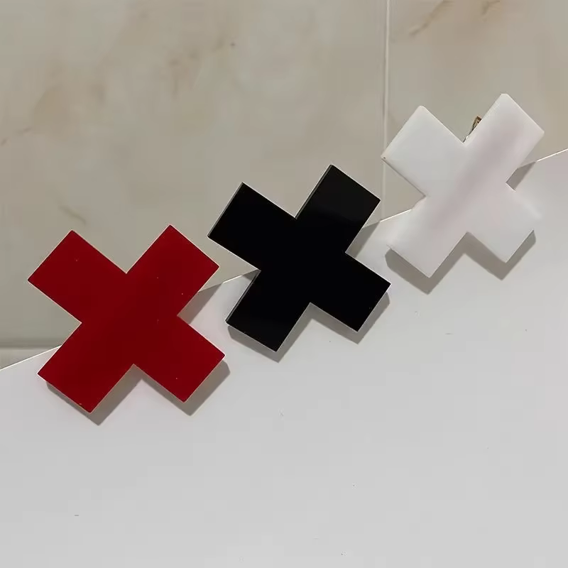 Y2K – pinces à cheveux croix rouge pour filles