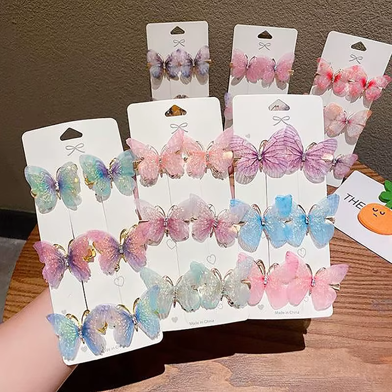 Épingles à cheveux papillon colorées pour filles