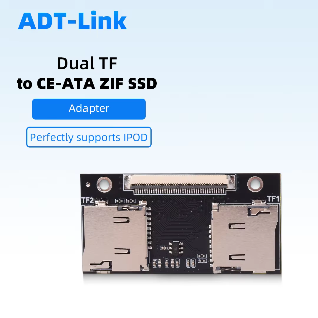 Adaptateur double TF vers CE ZIF, convertisseur double carte Micro SD pour iPod 3 4 5 6 7 Gen Video Classic, PC industriel, DVR, NVR, NAS, IFlash