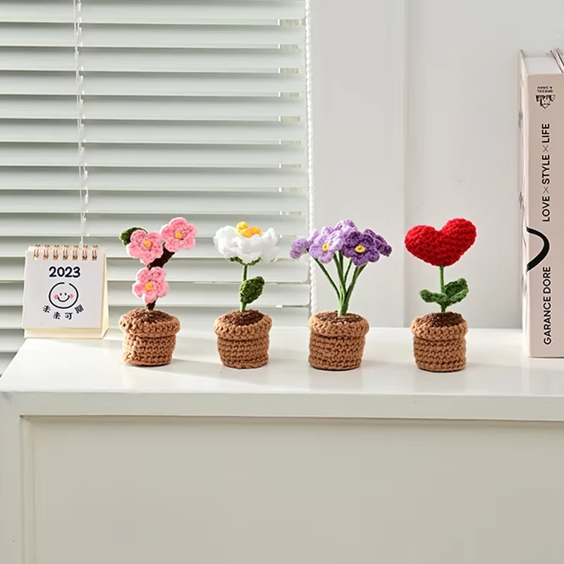 Fleurs au crochet tournesol, fleurs tricotées, cadeau de remise de diplôme, cadeau pour invité de mariage, fleur artificielle, accessoires de bureau, décoration de mariage, Girasol