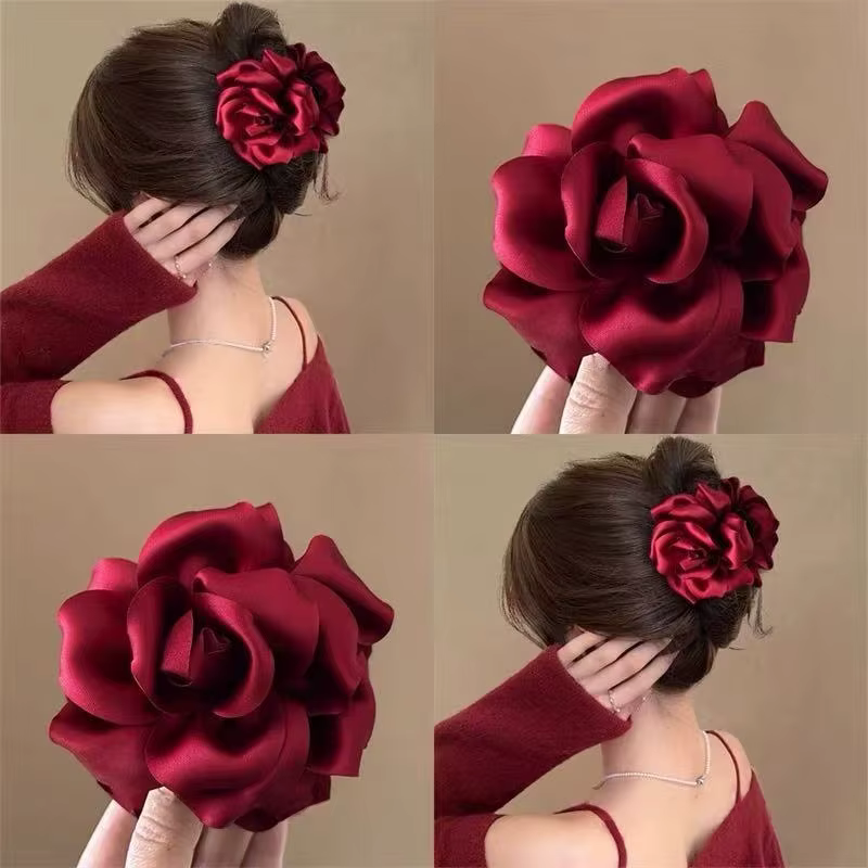 Pince à cheveux en forme de rose pour femme