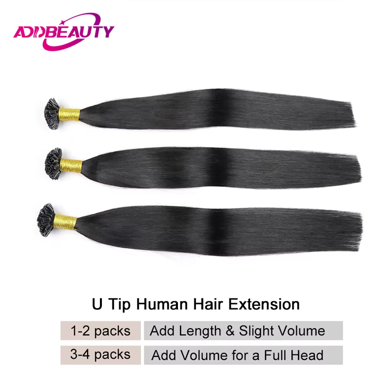 Extensions de cheveux lisses à pointe en U
