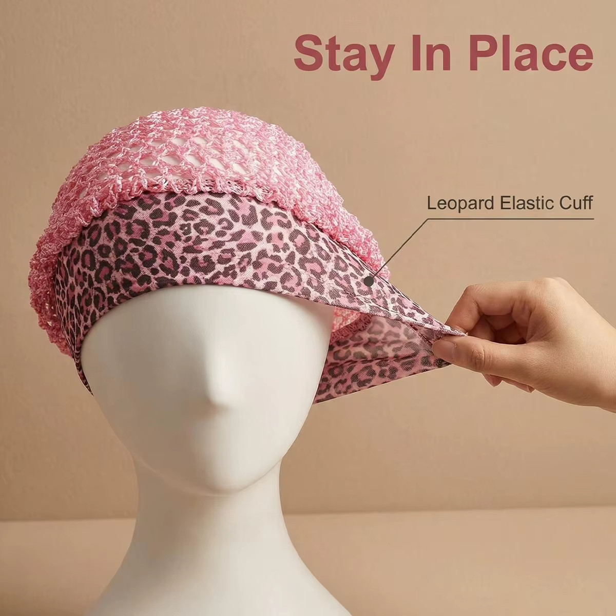 Bonnet de nuit unisexe en maille respirante avec crochet pour perruque