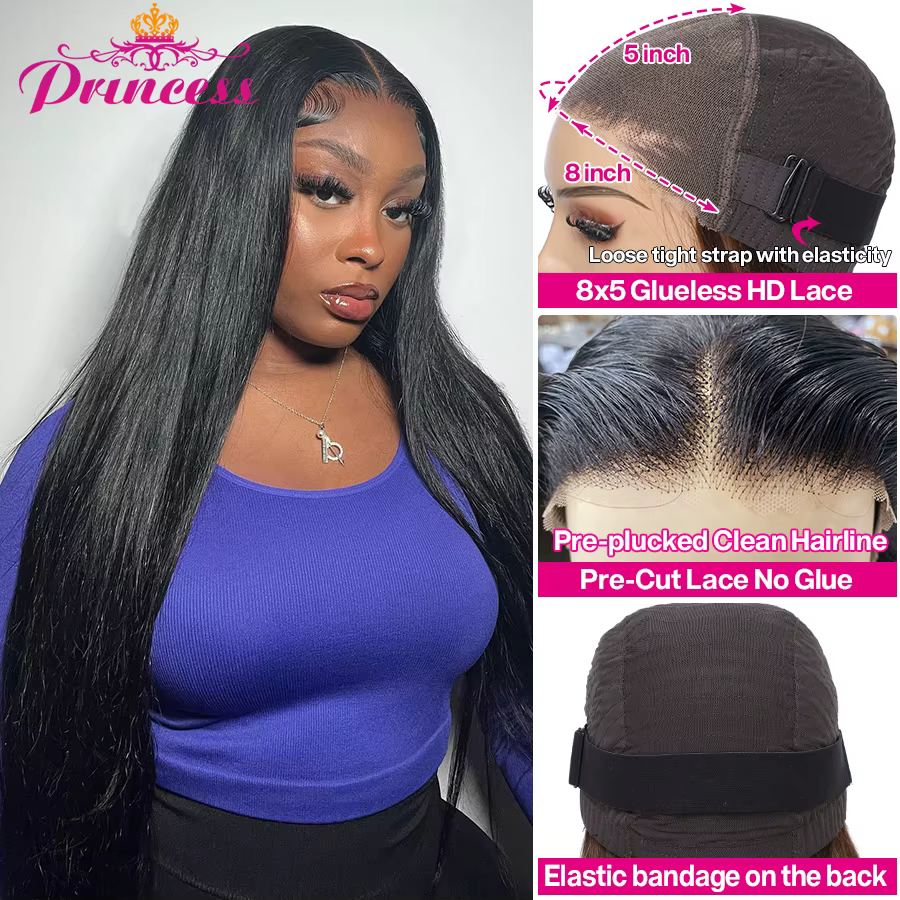 Princesse cheveux 13x6 13x4 HD dentelle frontale perruque pré-épilée sans colle