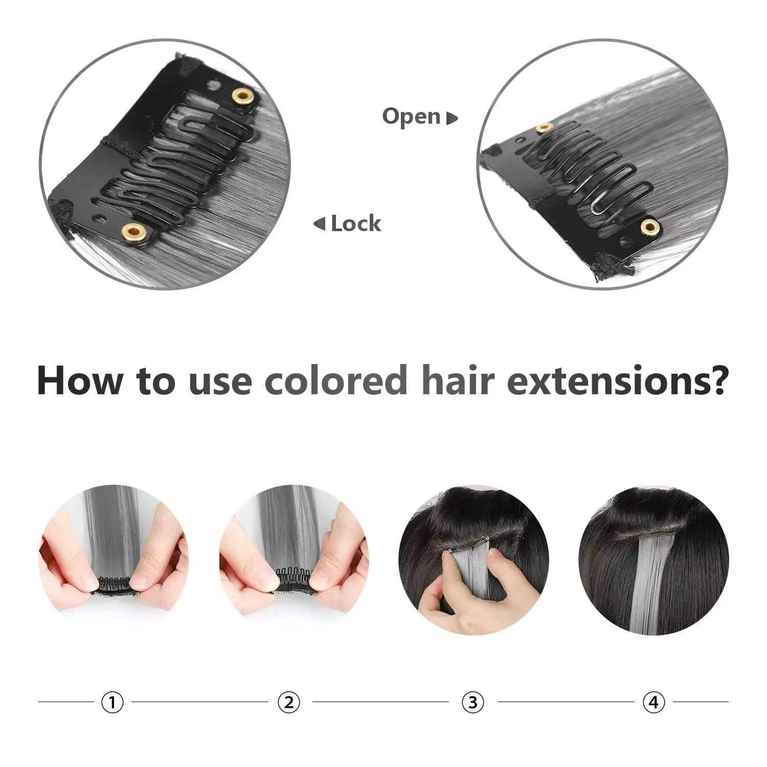 Extensions de Cheveux Synthétiques Colorés à réinitialisation