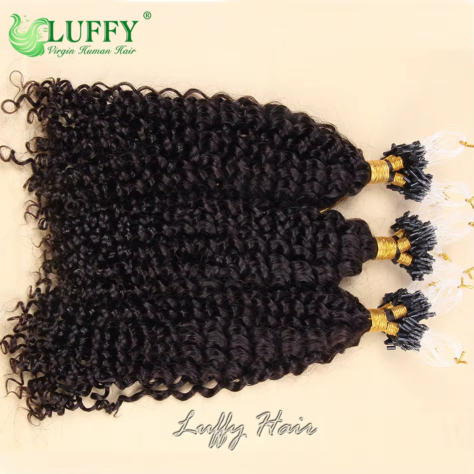 Extensions de cheveux humains bouclés crépus à micro-anneaux