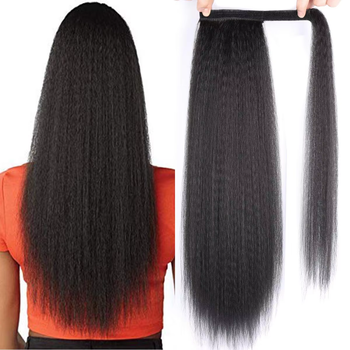Extension de queue de cheval synthétique longue et crépue pour femmes noires