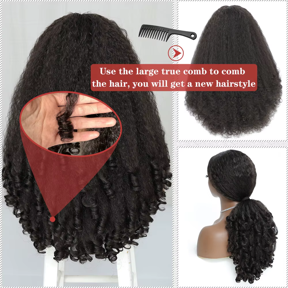 Perruque Afro bouclée en V avec boucles rebondissantes