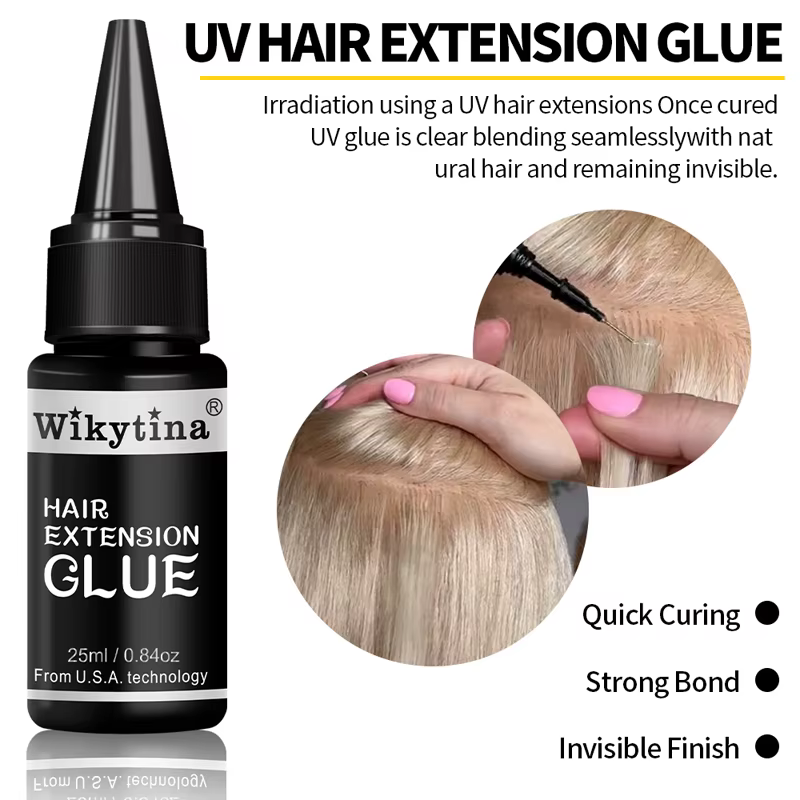 Kit professionnel d'extensions de cheveux à lumière UV avec outils de pose