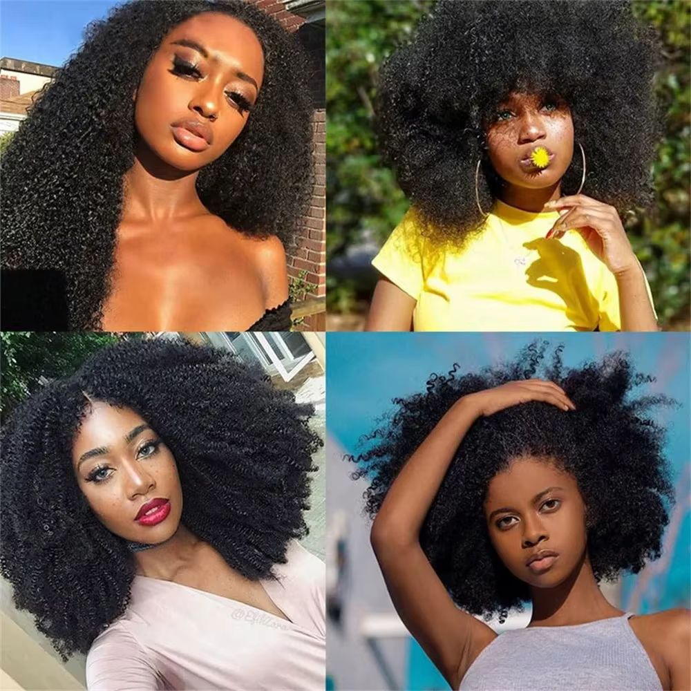 Extensions de cheveux humains brésiliens vierges bouclés afro