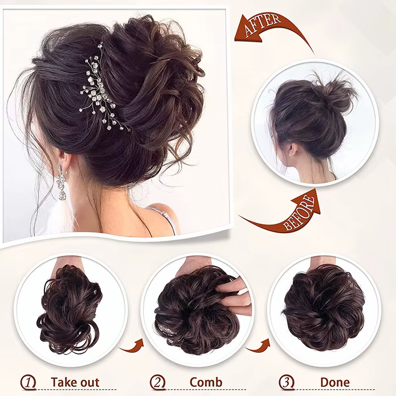 Chignon synthétique Flexible et élastique pour femmes