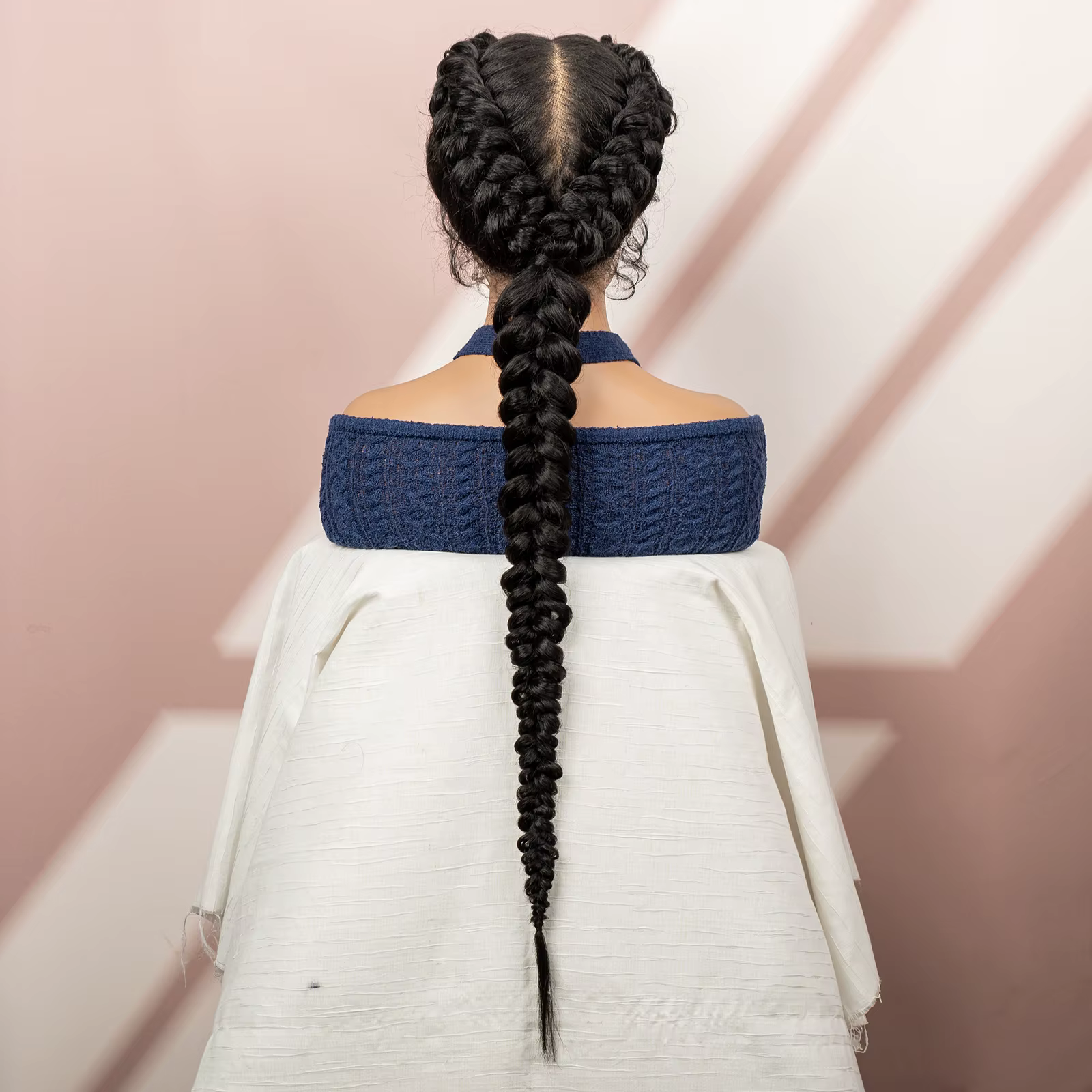 Cornrow tressé perruques pour femmes sans noeud 30 pouces synthétique Conrow tresses perruque avec bébé cheveux queue