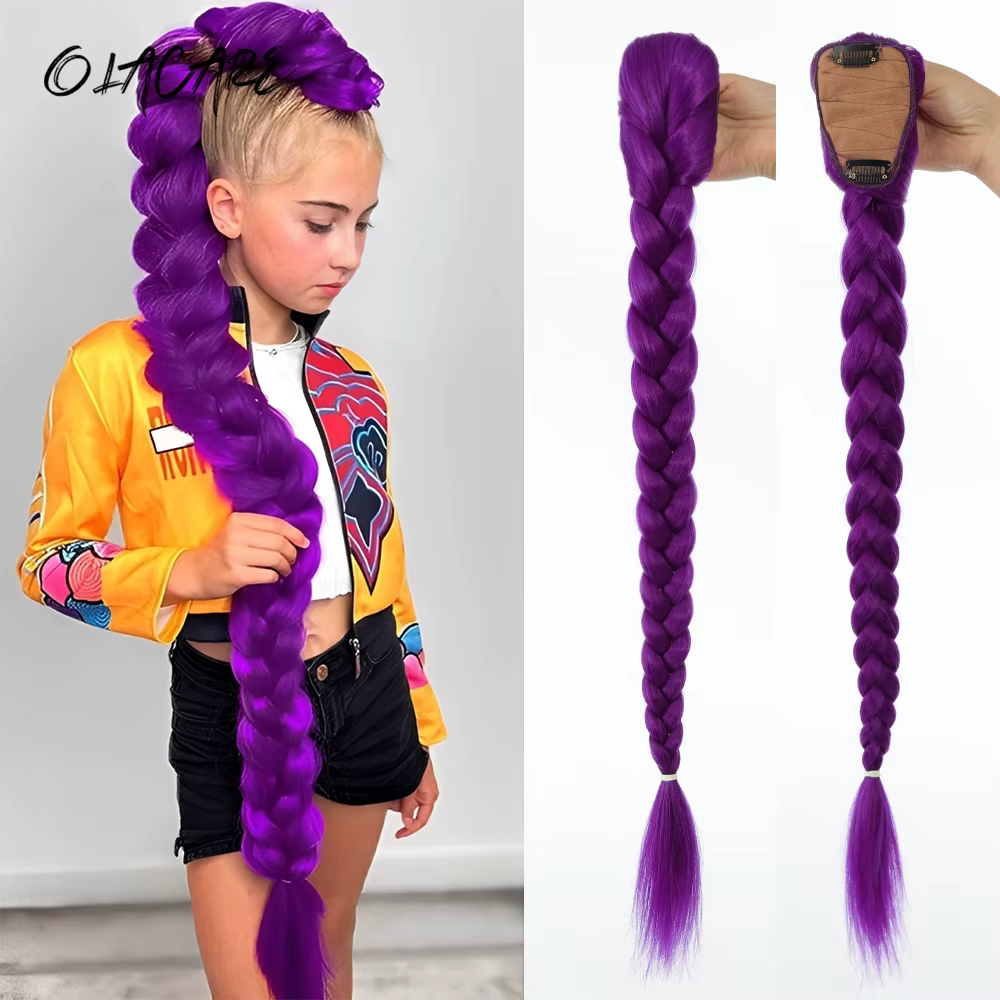 Queue de cheval synthétique longue de 26 pouces avec clips