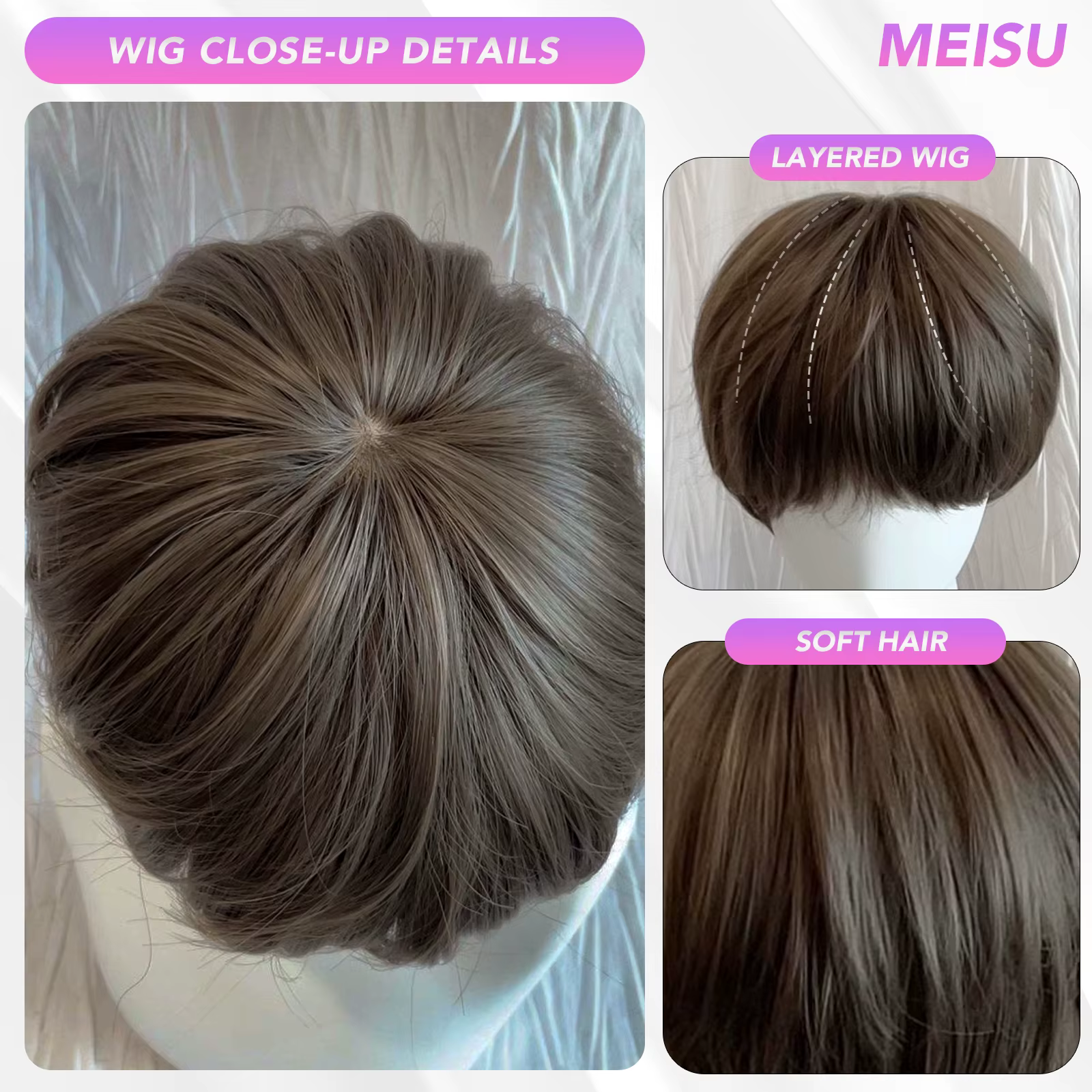 MEISU 10 pouces frange perruque pour garçons