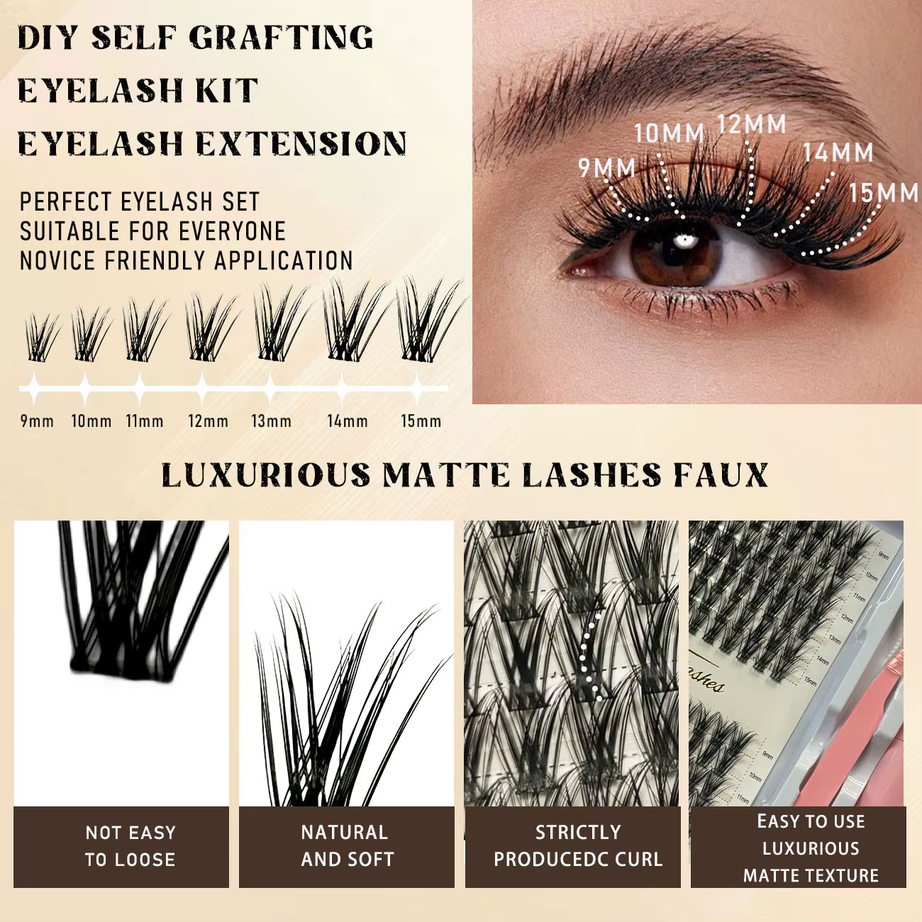 Kit d'Extensions de Cils Individuels à Faire Soi-Même