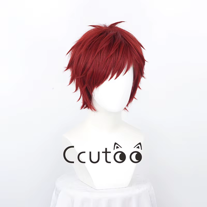 Gaara-Perruque Cosplay Rouge Foncé Courte pour Homme