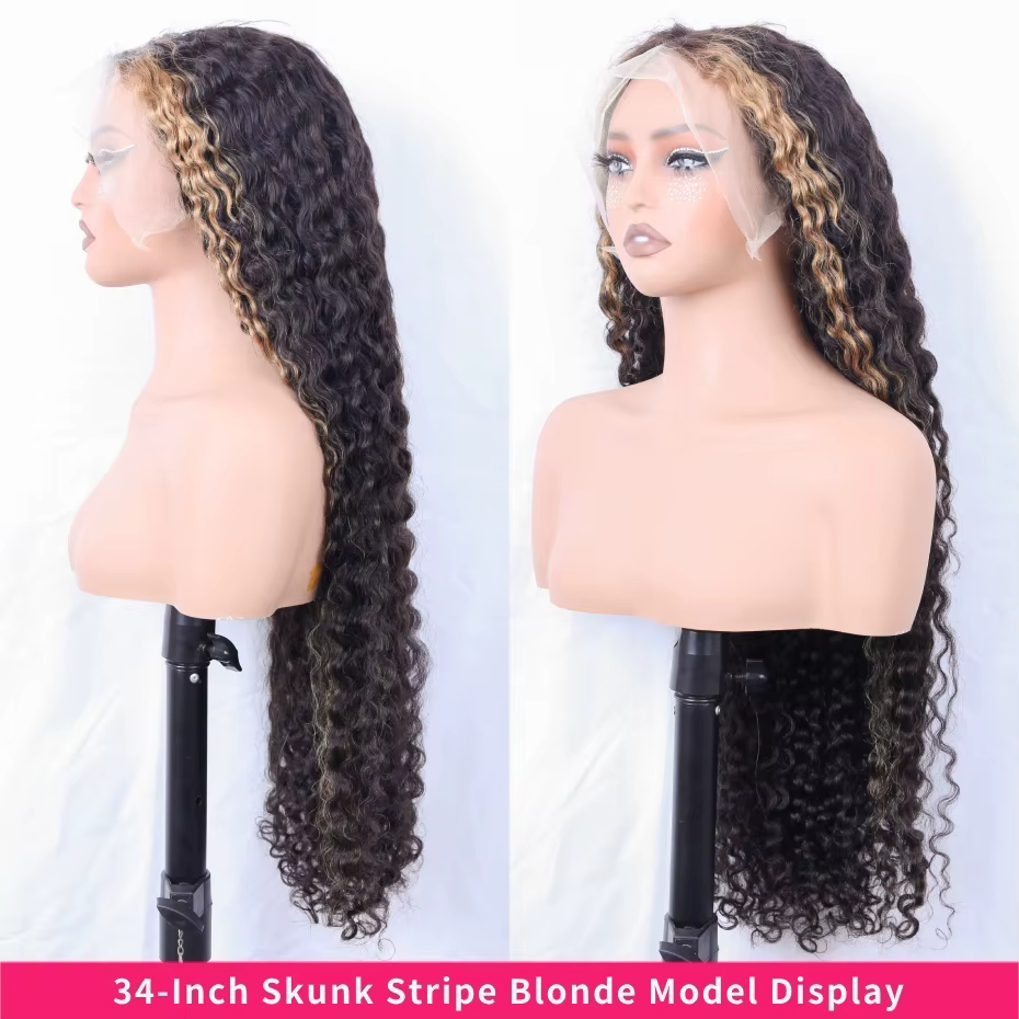 Perruque Lace Frontale 360 avec mèches blondes