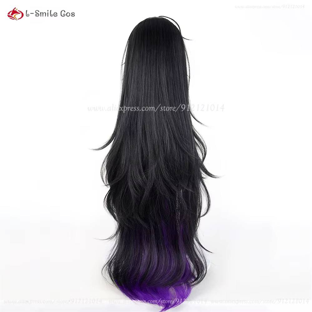 Étiquette NIKKE ‌   Perruque de cosplay synthétique résistante à la chaleur, 100cm, noir et violet mélangé, pour femmes, Anime Cosplay, Halloween