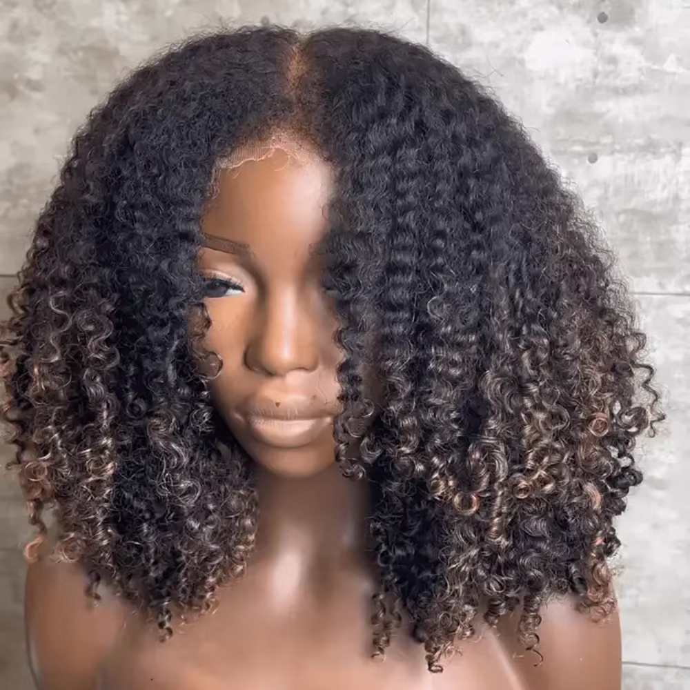 Ombre Blonde Invisi HD 7x5 sans colle dentelle perruque Remy 100% cheveux humains bouclés 4X4 5X5 sans