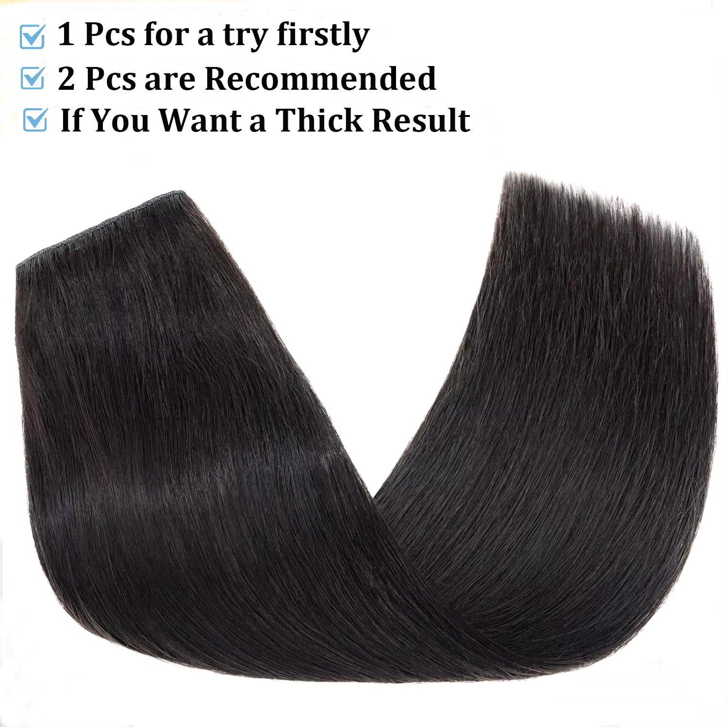 Clip en une seule pièce droite 10 pouces avec 5clips Extension de cheveux humains brésilien Remy postiche pince dans