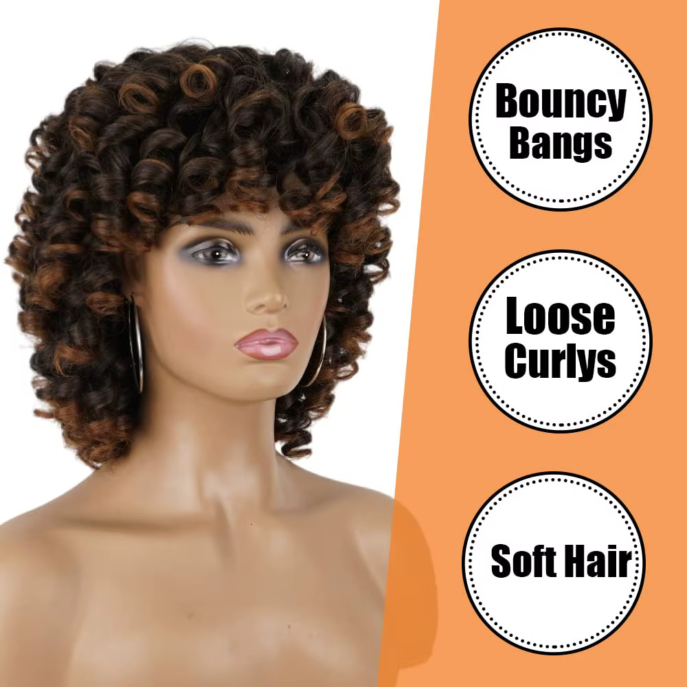 Perruques bouclées brunes ombrées pour femmes noires