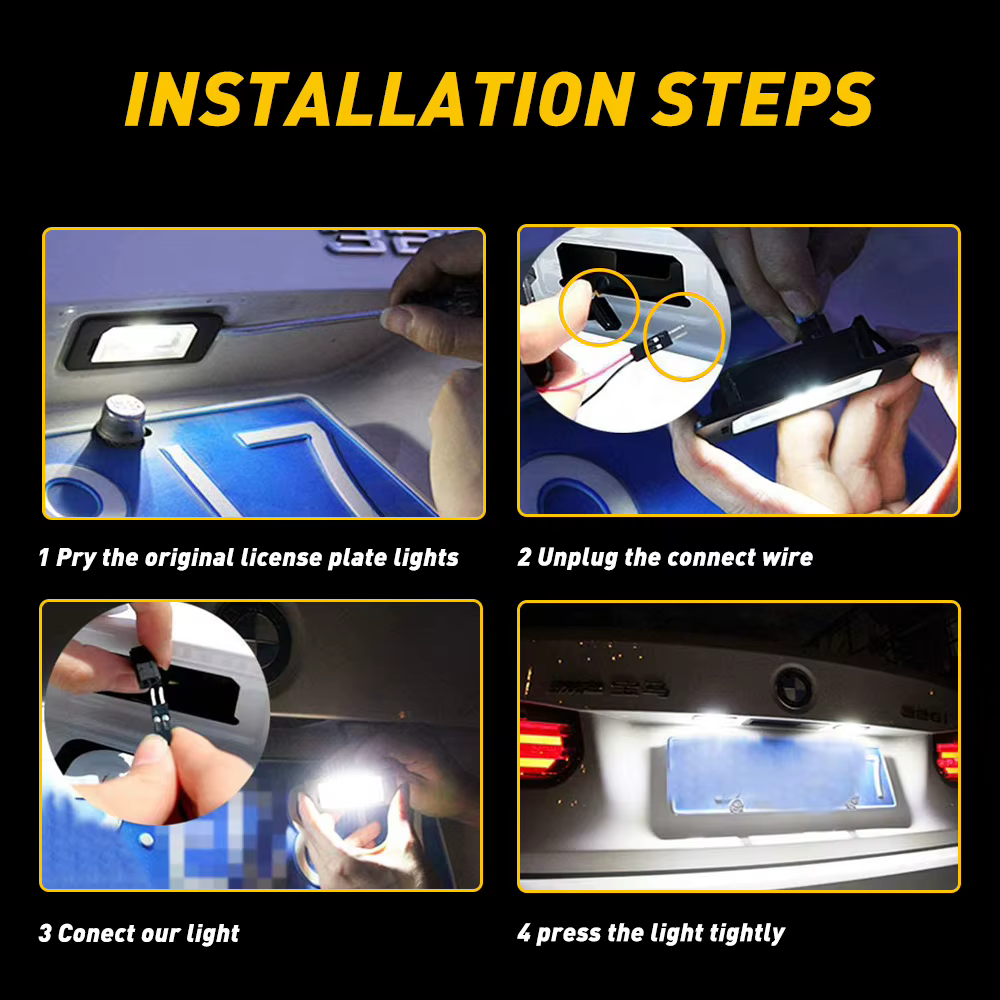 Lampe de Plaque d'Immatriculation pour BMW Série 1 3 5, E39, E60, E61, F10, F30, E82, E88, E90, E91, E92, E93, X5, E70, X6, E71, 2 Pièces