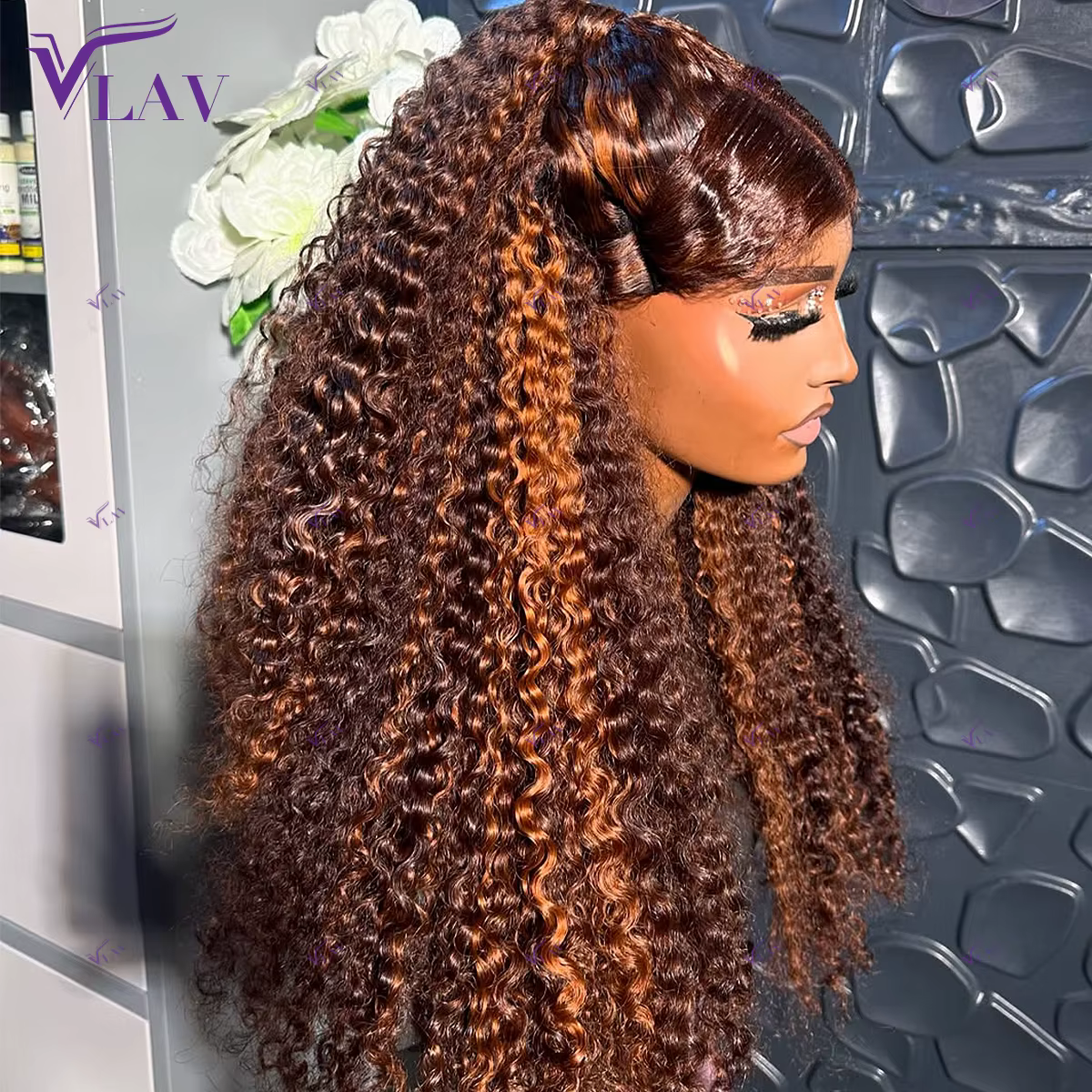 Perruque en cheveux humains bouclés crépus