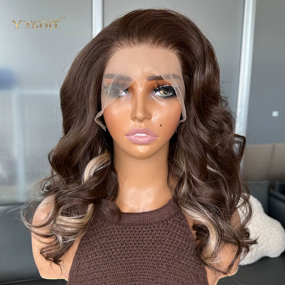 Perruques Lacefront Synthétiques Pré-Pluckées Sans Colle Résistantes à la Chaleur Ondulées Naturelles en Fibre Future pour Femmes Noires Usage Quotidien