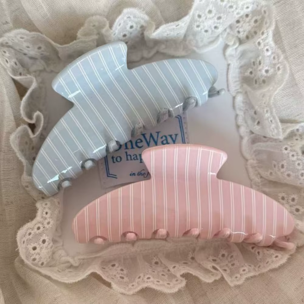 Nouvelles pinces à cheveux coréennes bleues et roses à rayures pour femmes et filles