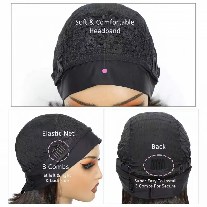 Perruque synthétique courte bouclée avec bandeau pour femme