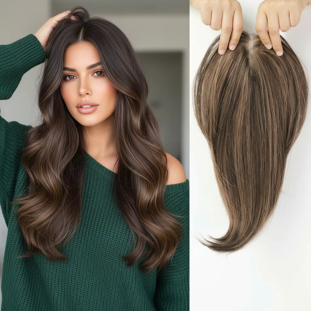Topper 100 % cheveux humains | Postiches à clipser pour voyage | Compact et facile à emballer | Livraison directe