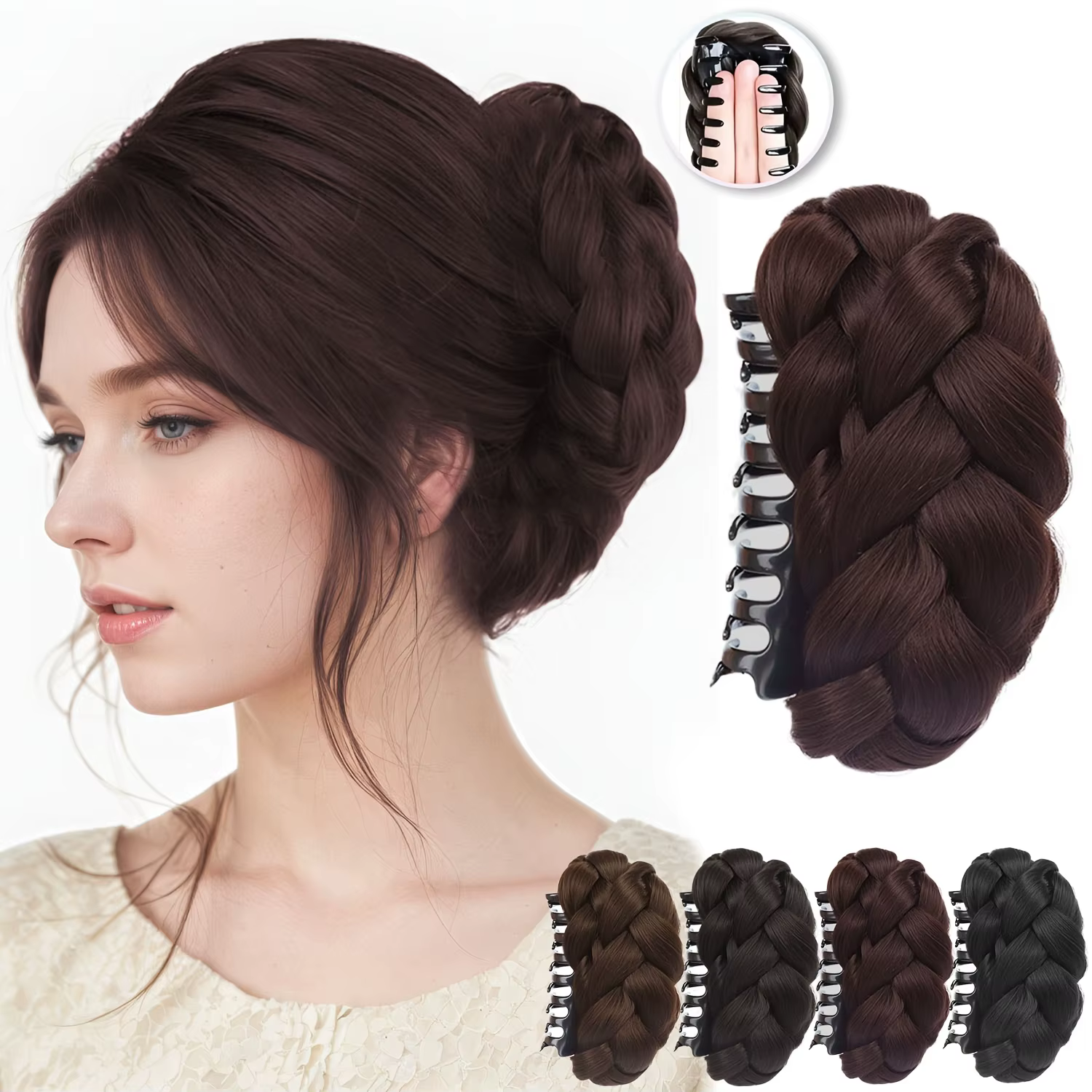 Postiche de chignon synthétique avec pince à griffe ovale
