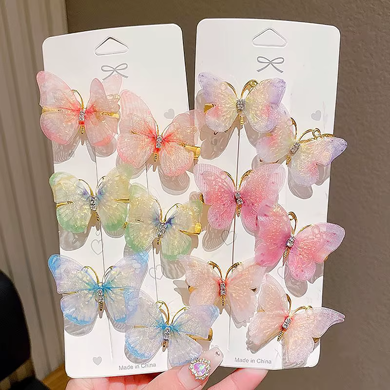 Épingles à cheveux papillon colorées pour filles
