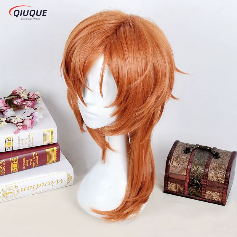 Chuya Nakahara Chuuya-Perruque Courte Bouclée Brun Orange