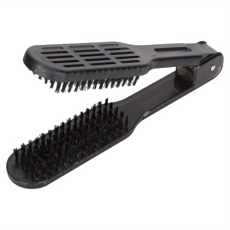 Brosse à pince, Double brosse pour lisser les cheveux