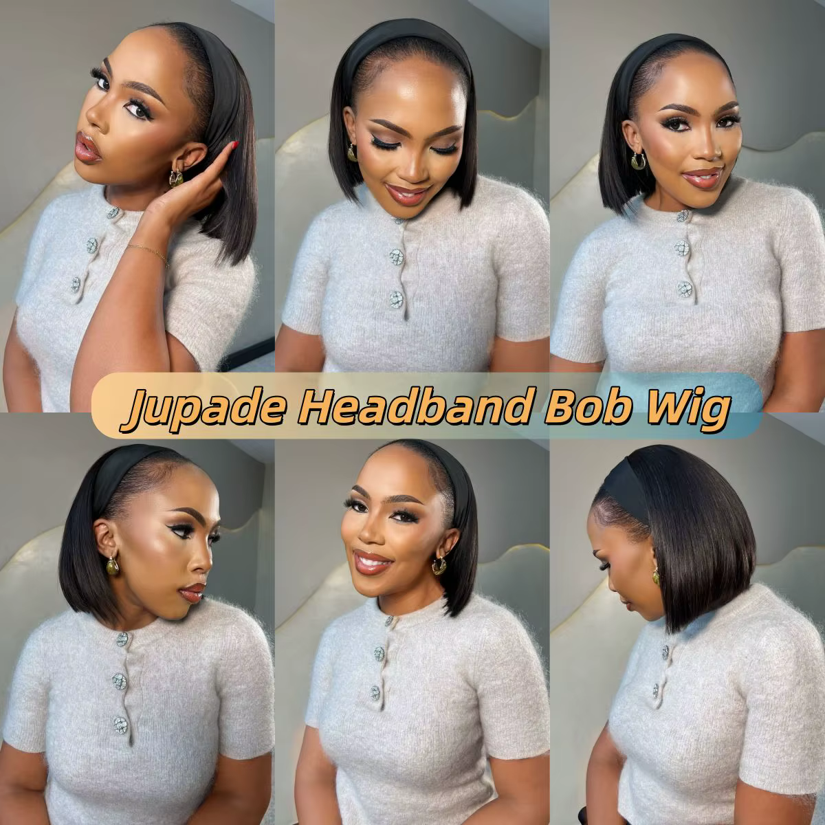 Perruques Bandeau Jupade 100% Cheveux Humains Lisses Sans Colle Bob Demi-Perruques