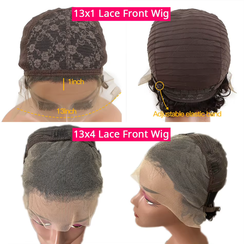 Perruque coupe lutin courte bouclée avant de lacet perruques de cheveux humains pour les femmes noires vague d'eau