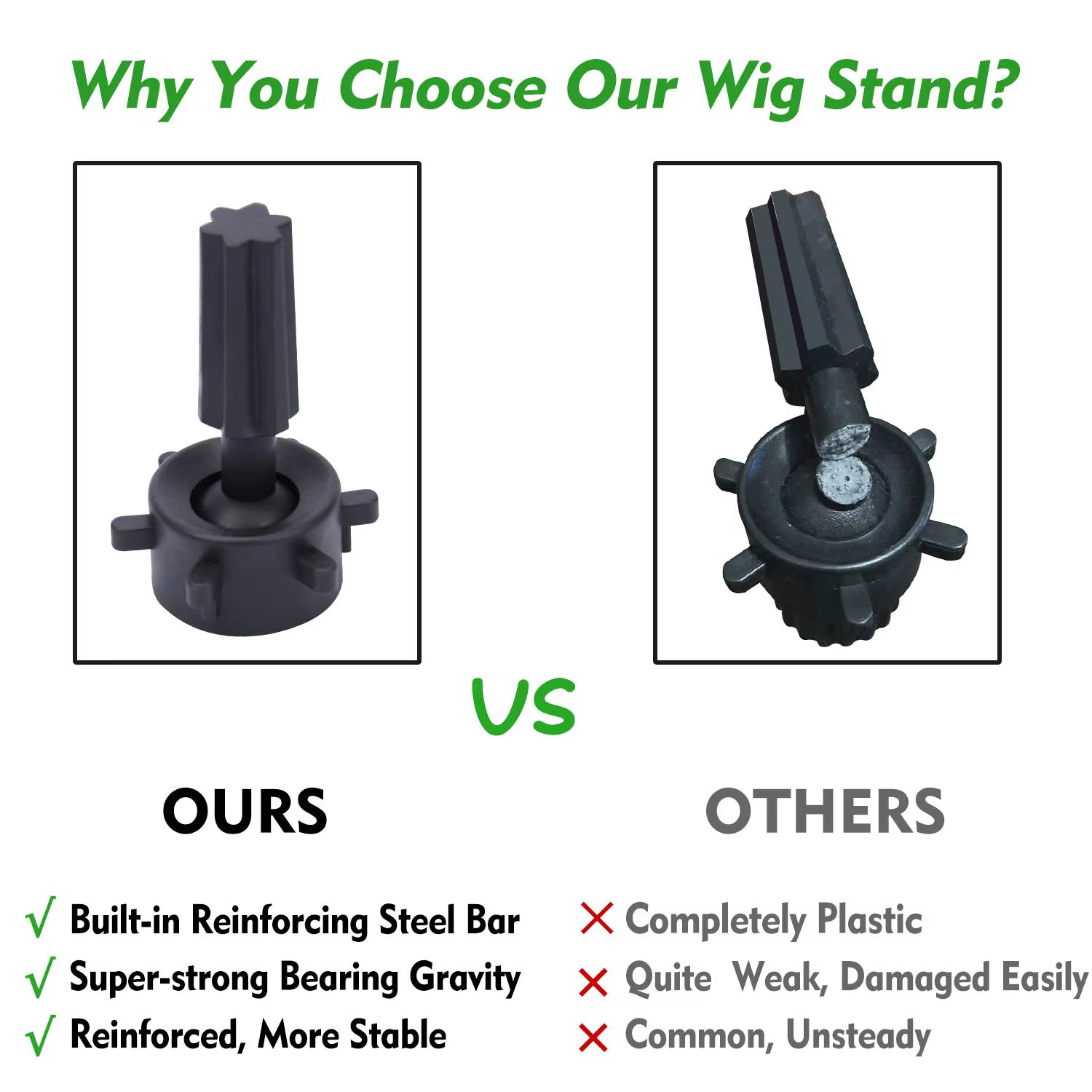 Support de tête de perruque trépied réglable en hauteur